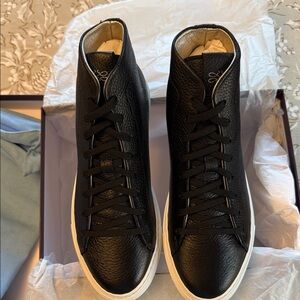 Brand New Women’s Zvelle Black Leather High-Top Sneakers Handmade in Italy